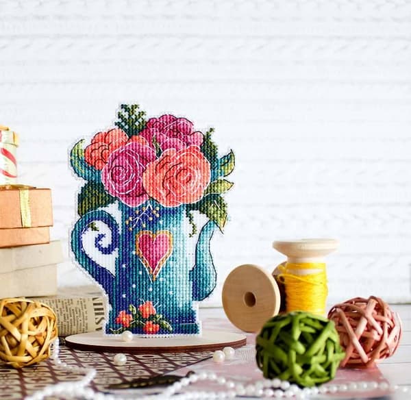 Broderisett Plastic Canvas MP Studia "Kjærlighetens blomster" 9x13 cm