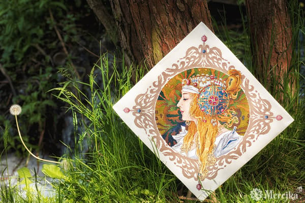 Broderikit Merejka K-141 - "Blond af Mucha" 34,5x34,5 cm