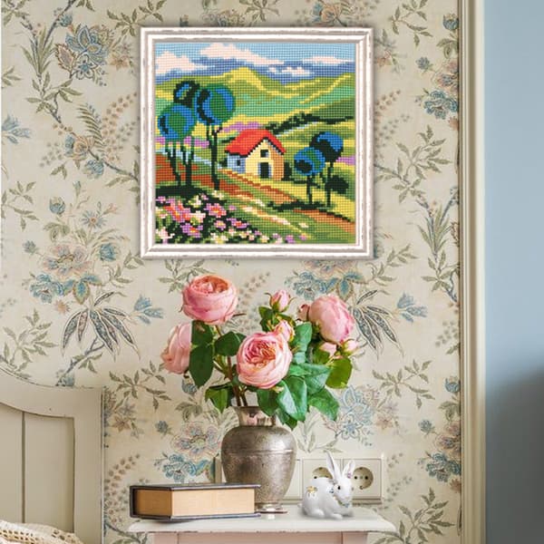 Broderikit Kudde Collection D`Art 5461 - "Gröna kullar" 40x40 cm