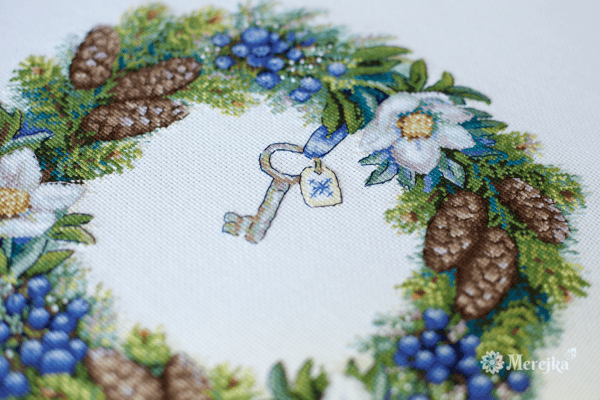 Broderikit Merejka K-104 - "Vinterkrans" 28x24.5 cm
