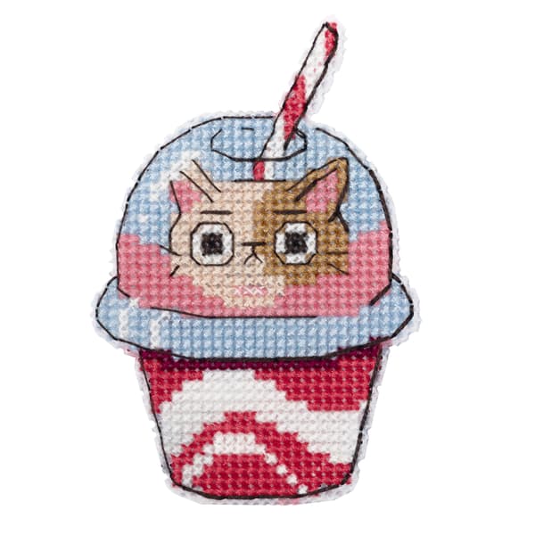 Broderikit Plastik Canvas Klart "Bløde katte" 7x7,5 cm