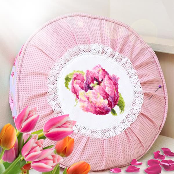 Broderisett Magic Needle "Rosa tulipan" 11x11 cm
