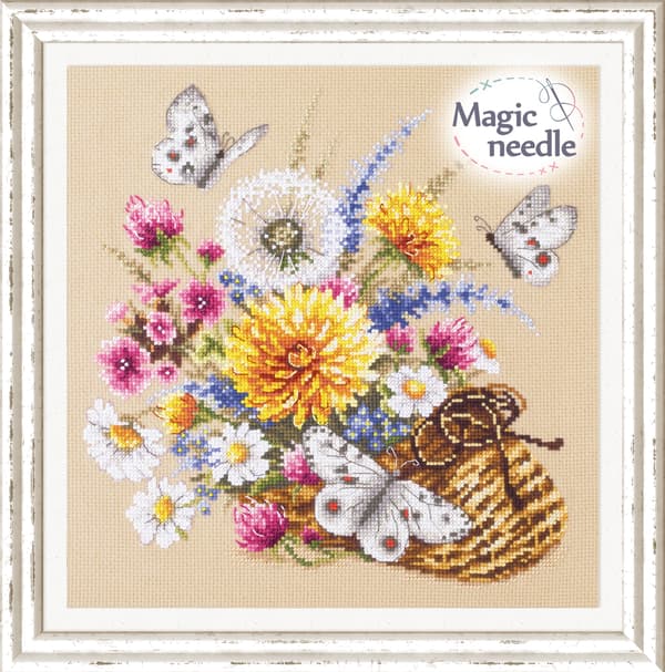 Broderikit Magic Needle "Engblomster" 22x25 cm