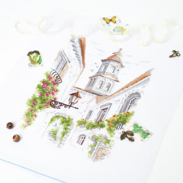 Broderikit Magic Needle "Den gamle gade" 18x26 cm