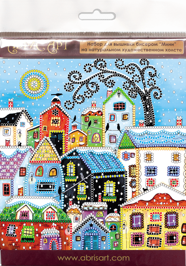Perlebroderi Abris Art "Glitrende hus" 15x15 cm
