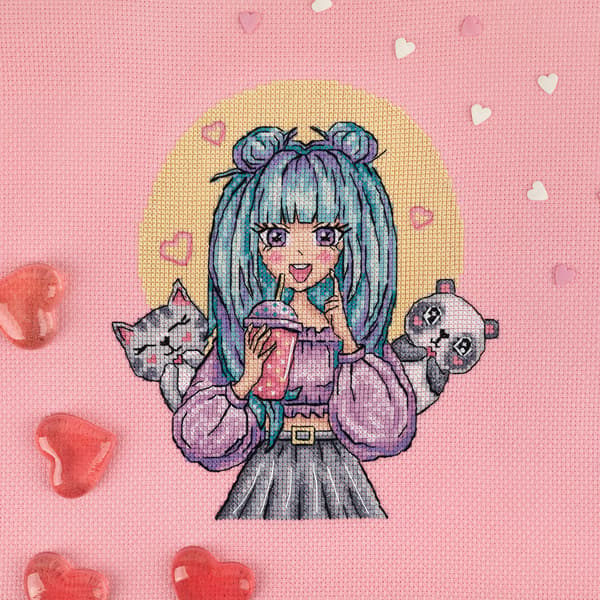 Broderikit Klart "Rosa sindsstemning" 19x19 cm