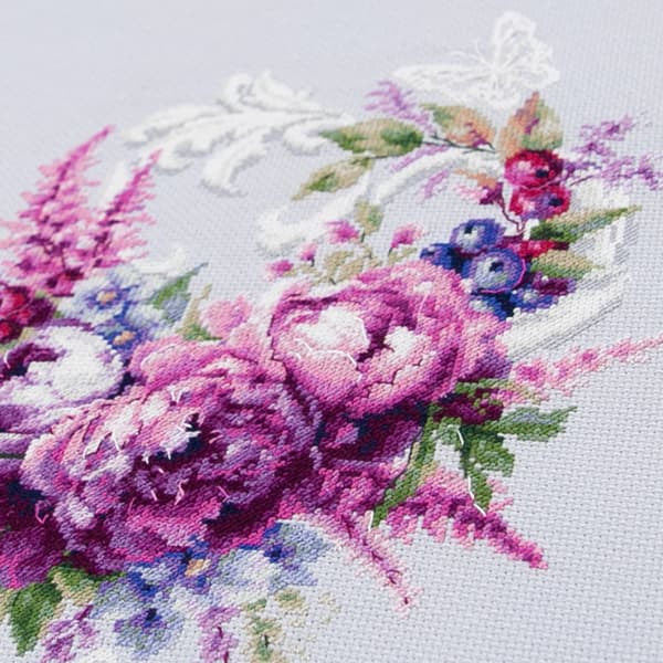 Broderikit Magic Needle "Lilla silkepæoner" 19x27 cm