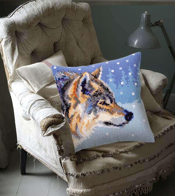 Broderisett Pute Collection D`Art 5303 - "Vinterdyr" 40x40 cm
