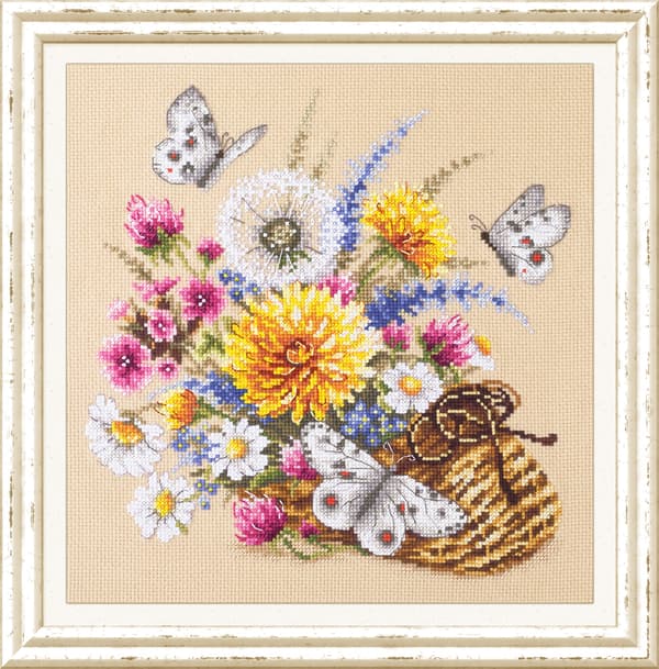 Broderisett Magic Needle "Engblomster" 22x25 cm