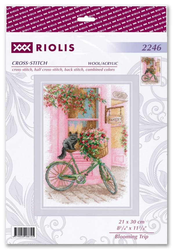 Broderisett med korssting - Riolis "Blomstrende reise" 21x30 cm