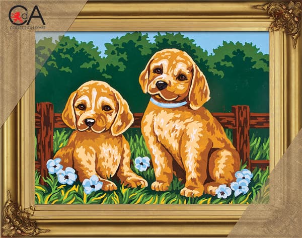 Påtegnet broderisett Collection D`Art "Labradorvalper" 22x30 cm