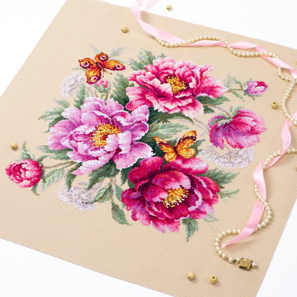 Broderisett Magic Needle "Blomstermagi. Peon" 30x30 cm