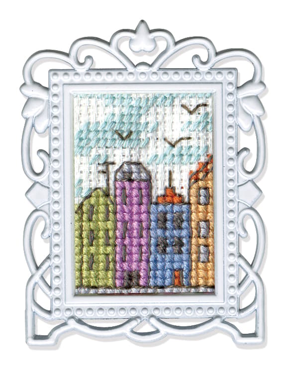 Broderikit med ram RTO "Stad" 2x3 cm