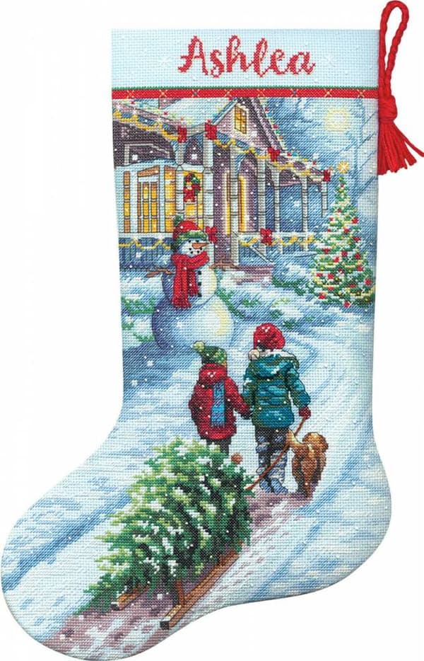 Broderikit Dimensions "Jultradition strumpa" 40.6 cm