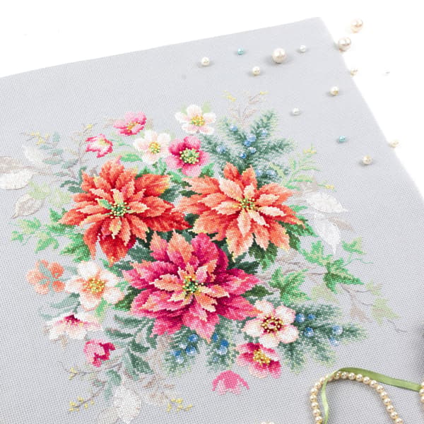 Broderisett Magic Needle "Blomstermagi. Julestjerne" 30x30 cm
