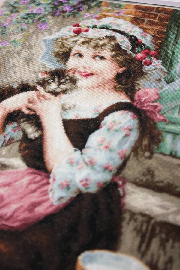 Broderikit Luca-S B538 - "Lilla kattungen" 35x43 cm