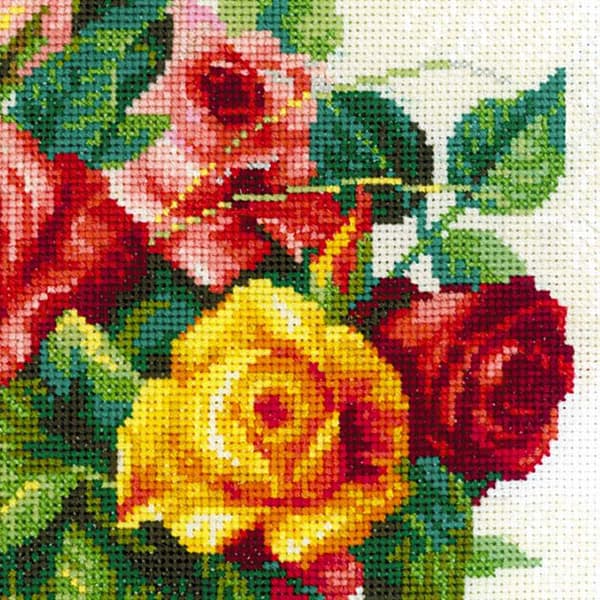 Broderikit Riolis "Kurv med roser" 35x30 cm