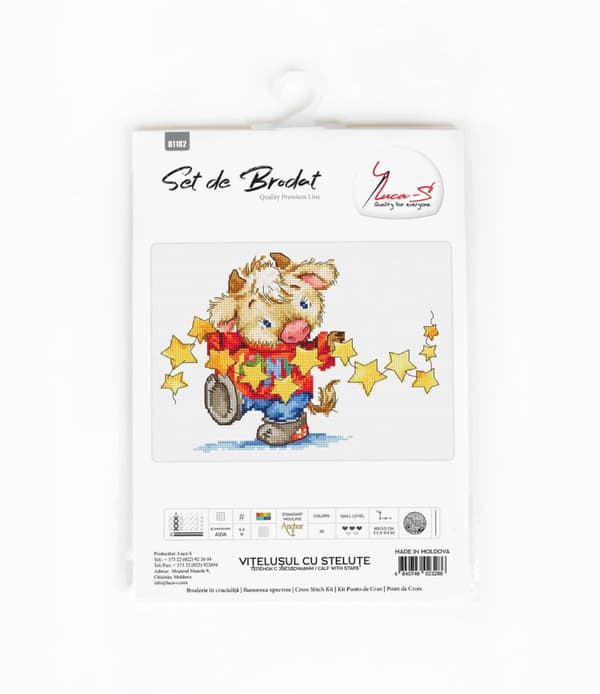 Broderikit Luca-S B1182 - "Kalv med stjerner" 18x13.5 cm
