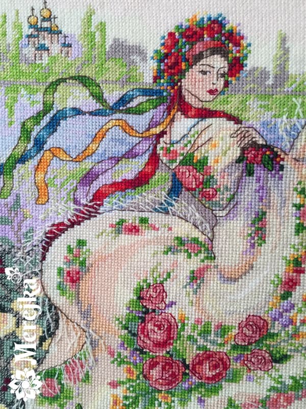 Broderikit Merejka K-15 - "Festlig halstørklæde" 25x30 cm