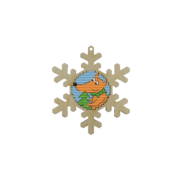Träbroderi Kind Fox "SnöflingeRäv" 8.5x10cm