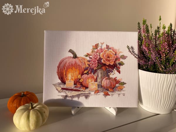 Broderikit Merejka K-241A - "Stilleben med græskar" 19x24 cm
