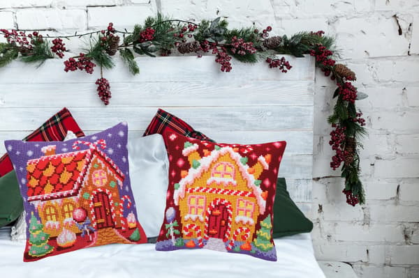 Broderikit Pude Collection D`Art 5392 - "Peberkagehus" 40x40 cm