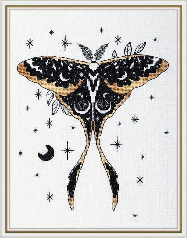 Broderikit Panna "Sort guld. Natsværmer" 30x23 cm
