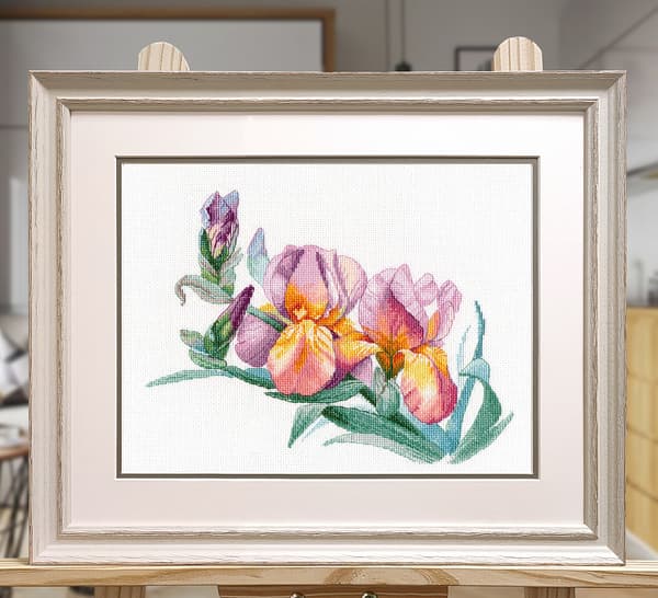 Broderikit Oven "Gylden iris" 25x20 cm
