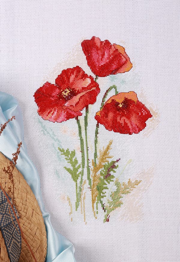 Broderikit Panna "Akvarelvalmue" 26 x 19 cm