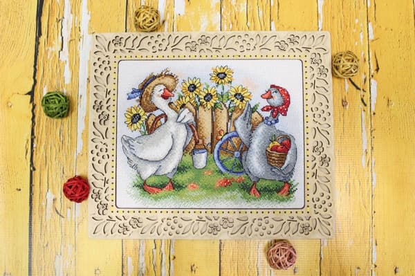 Broderisett MP Studia "To glade gjess" 24x19 cm
