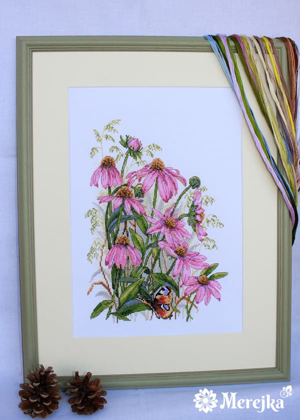 Broderikit Merejka K-124 - "Rød solhat" 24x32 cm