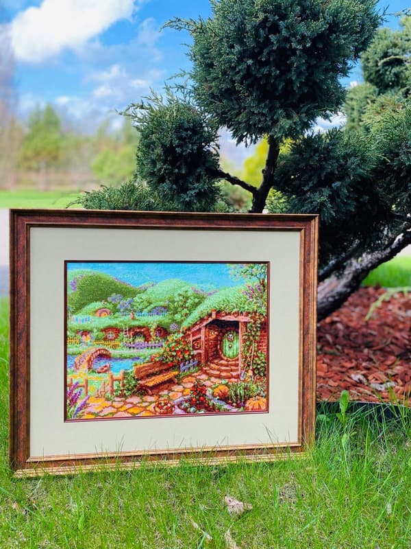 Broderikit Riolis "Grønne bakker" 40x30 cm