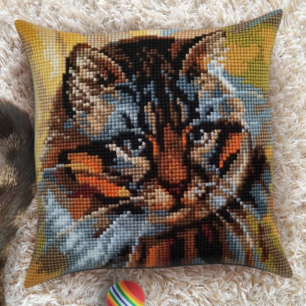 Broderikit Pude Collection D`Art 5481 - "Kat" 40x40 cm