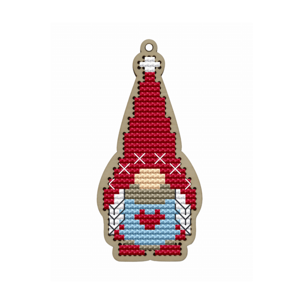 Träbroderi Kind Fox "Tomte med rött hjärta" 4х9cm