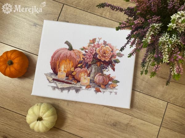 Broderikit Merejka K-241A - "Stilleben med græskar" 19x24 cm