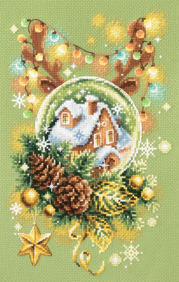Broderikit Magic Needle "Ljusskinande jul" 17x27 cm