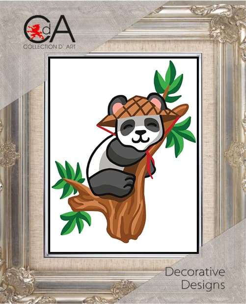 Påtrykt broderikit Collection D`Art "Panda" 14x18 cm