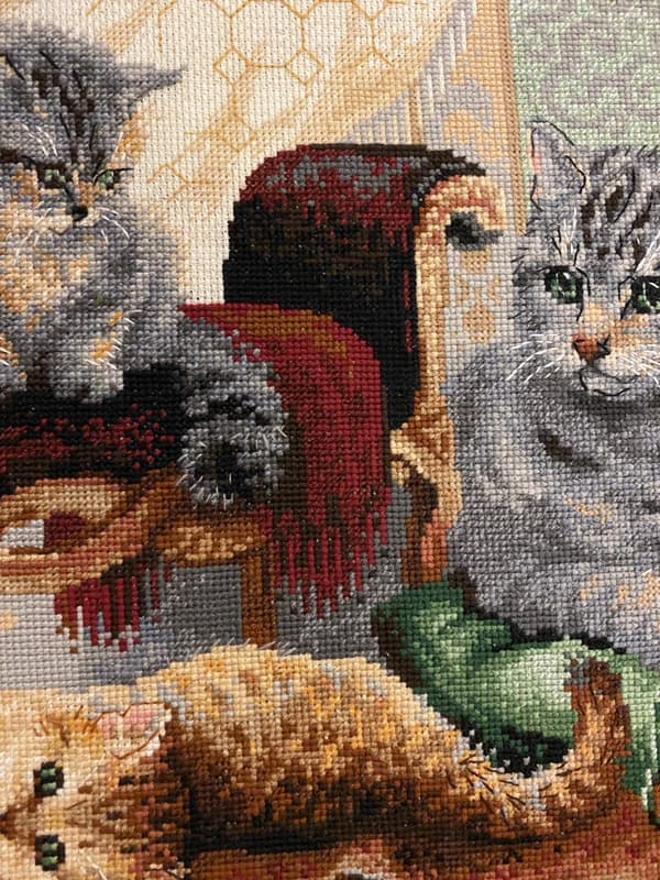 Broderikit Riolis "Katfamilie" 40x30 cm