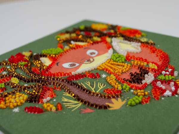 Perlebroderi Abris Art "Rød ræv" 15x15 cm