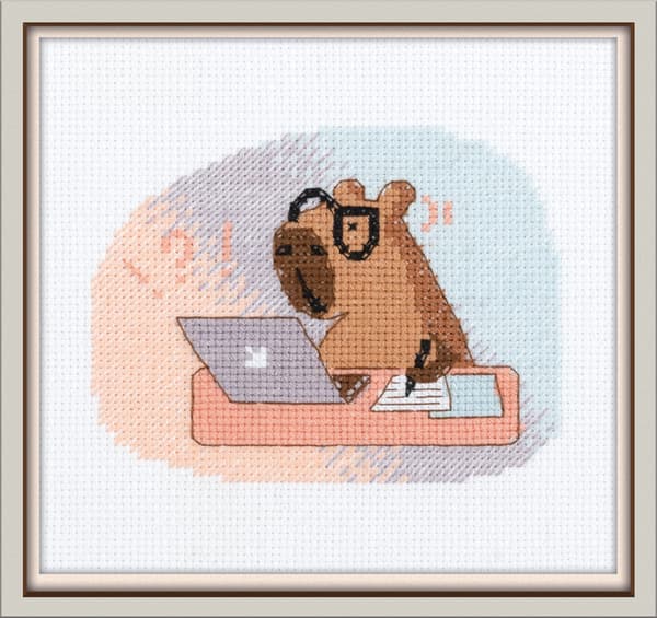 Broderikit Klart "Jeg er all about arbejde" 12x14,5 cm