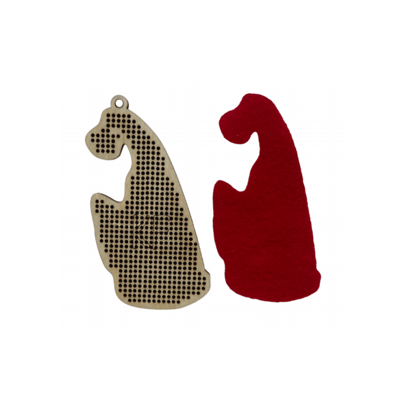 Träbroderi Kind Fox "Tomte med julgran" 5х8.5cm