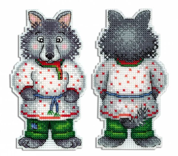 Broderikit plastic canvas MP Studia "Grå varg" 7x13 cm
