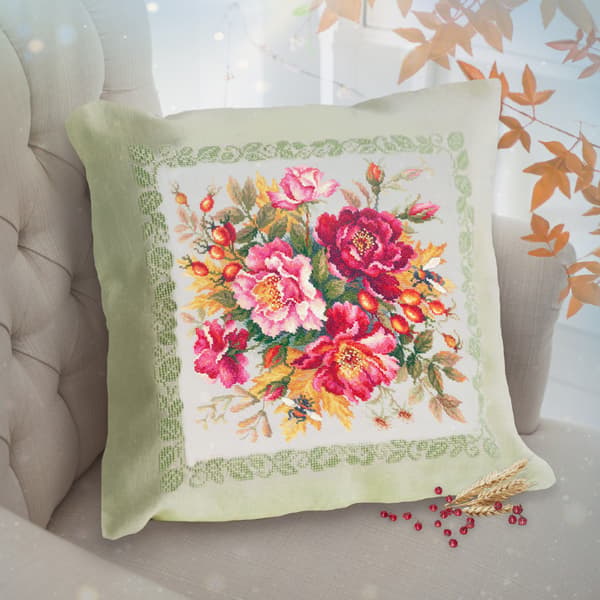 Broderikit Magic Needle "Blomstermagi. Nyponros" 30x30 cm