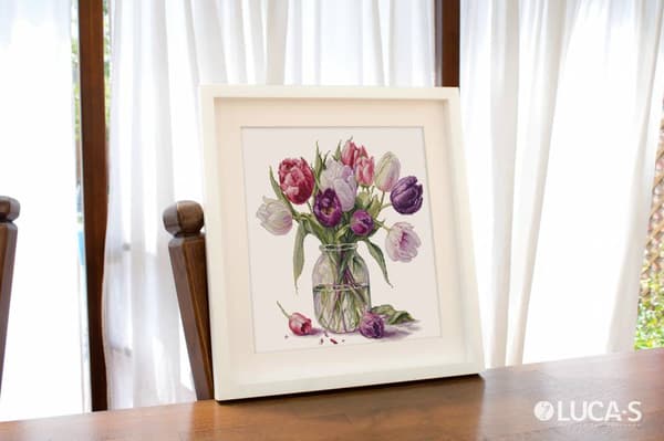 Broderikit Luca-S B7029 - "Buket med tulipaner" 30x31 cm