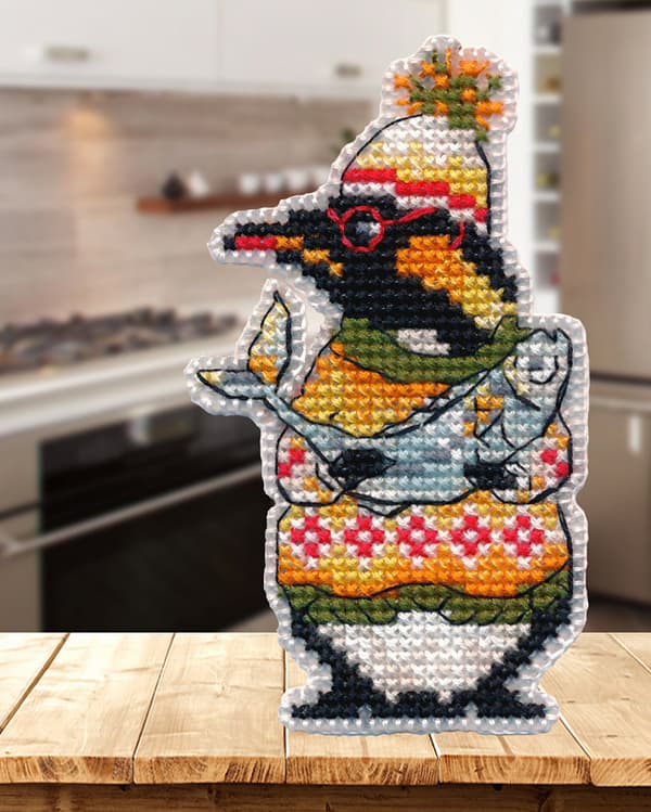 Broderikit plastic canvas Oven "Pingvin" 5.5x9.4 cm