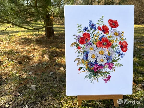 Broderikit Merejka K-222B - "Ängsblommor" 30x26 cm