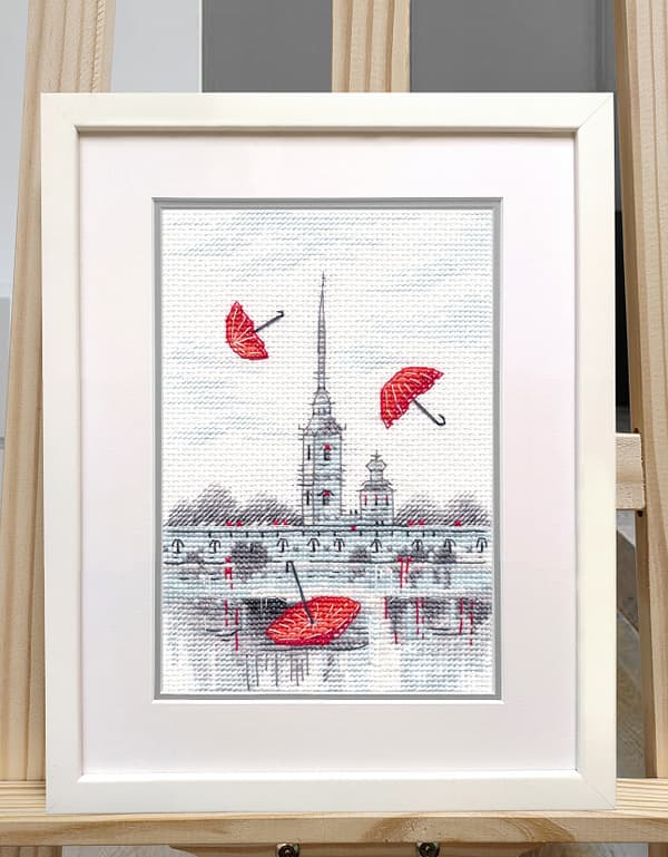 Broderikit Oven "Sketcher - Regn" 10x15 cm