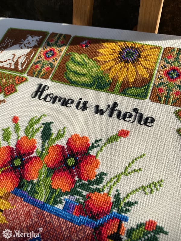 Broderikit Merejka K-220 - "Hjem er hvor katten er" 27x43 cm