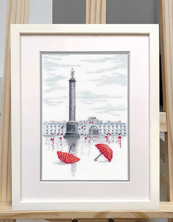 Broderikit Oven "Sketcher - Regn" 10x15 cm