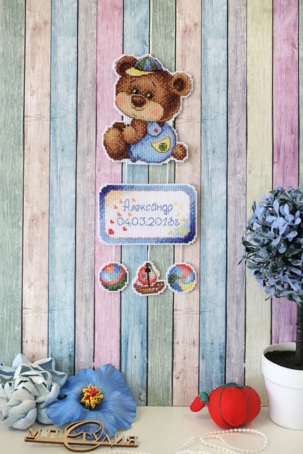 Broderikit plastic canvas MP Studia "Mammas björn" 10x22 cm